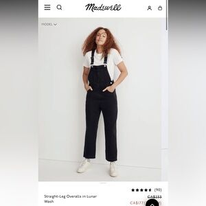 Madewell Straight Leg Overalls in Lunar Wash